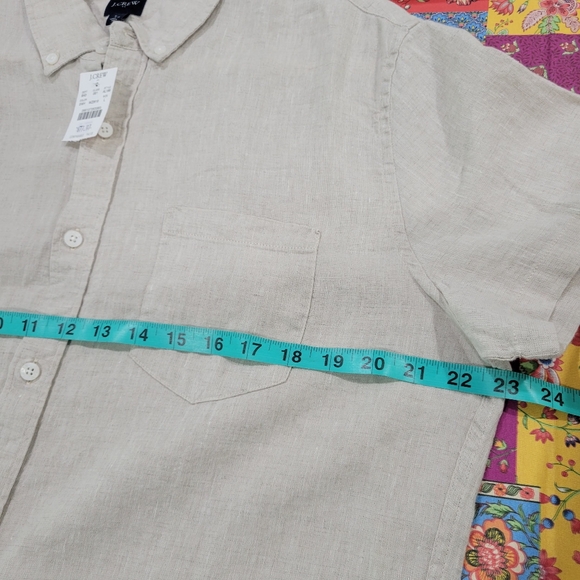 J Crew Short-sleeve linen-blend shirt AL188 Size L Beige NWT - Picture 4 of 5